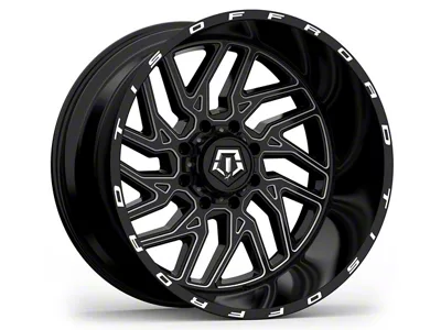 TIS 544BM Gloss Black Milled 6-Lug Wheel; 20x12; -44mm Offset (19-25 RAM 1500)