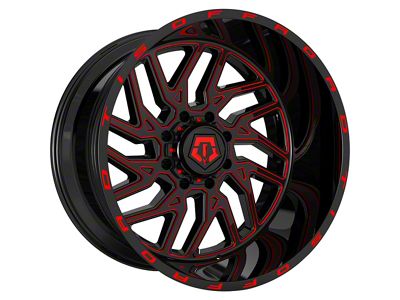 TIS 544BMR Gloss Black with Red Tint Accent 8-Lug Wheel; 22x12; -44mm Offset (19-23 RAM 2500)