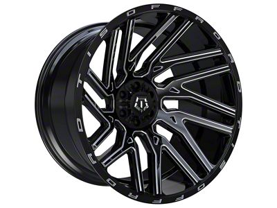 TIS 554BM Gloss Black Milled 8-Lug Wheel; 22x12; -44mm Offset (07-10 Silverado 3500 HD SRW)