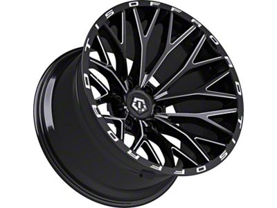 TIS 566 Gloss Black Milled 8-Lug Wheel; 24x12; -44mm Offset (20-25 Silverado 3500 HD SRW)