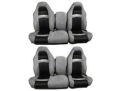 OEM Style Seat Upholstery Kit with SVT Logo; Medium Gray UniSuede with Ebony Basketweave Leather Inserts (99-03 F-150 Lightning)