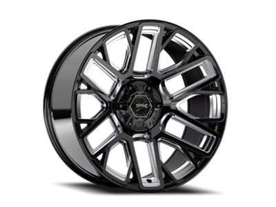 Torque Wheels TW428C Slope Gloss Black Premium Milling 6-Lug Wheel; 22x10; -18mm Offset (15-20 F-150)