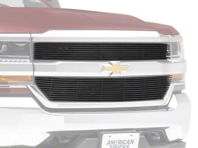 T-REX Grilles Laser Billet Series Upper Overlay Grilles; Black (16-18 Silverado 1500 w/o Z71 Package)