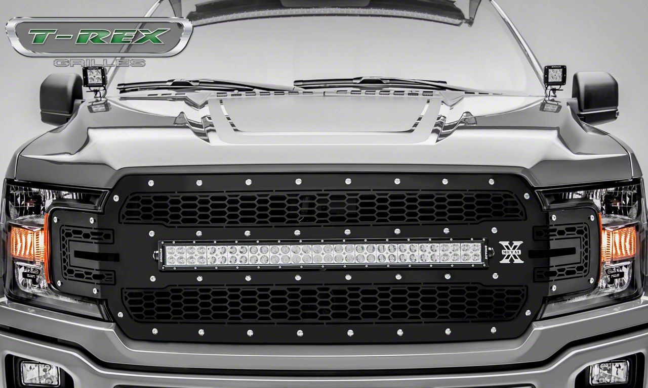 T-REX Grilles Laser Torch Series Upper Replacement Grille with 30-Inch LED Light Bar; Black (18-20 F-150, Excluding Raptor)