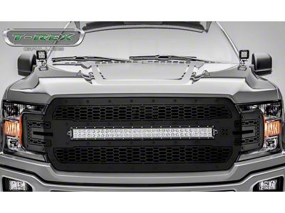 T-REX Grilles Stealth Laser Torch Series Upper Replacement Grille with 30-Inch LED Light Bar; Black (18-20 F-150, Excluding Raptor)