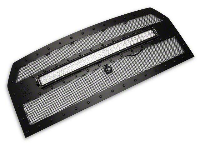 T-REX Grilles Stealth Torch Series Upper Replacement Grille with 30-Inch LED Light Bar; Black (15-17 F-150 w/ Forward Facing Camera)