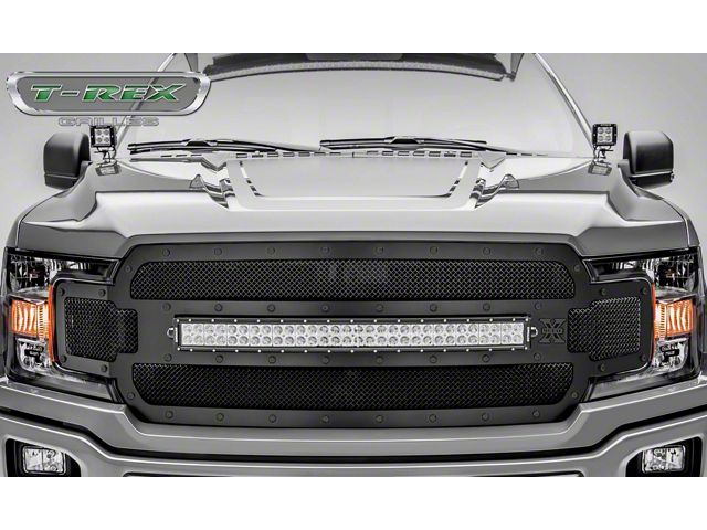 T-REX Stealth Torch Series Upper Replacement Grille with 30-Inch LED Light Bar; Black (18-20 F-150, Excluding Raptor)