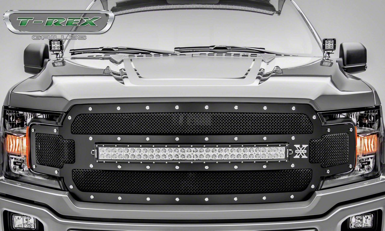 T-REX Grilles Torch Series Upper Replacement Grille with 30-Inch LED Light Bar; Black (18-20 F-150, Excluding Raptor)