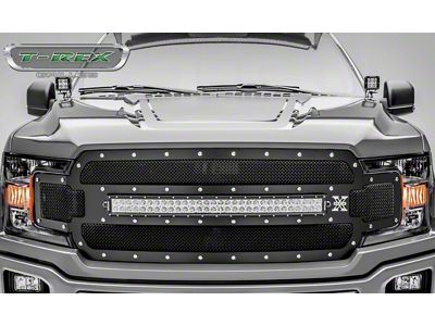 T-REX Grilles Torch Series Upper Replacement Grille with 30-Inch LED Light Bar; Black (18-20 F-150, Excluding Raptor)