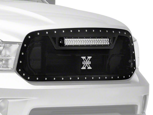 T-REX Grilles Torch Series Upper Replacement Grille with 20-Inch Straight LED Light Bar; Black (13-18 RAM 1500, Excluding Rebel & Sport)