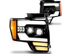 True Mods LED Projector Headlights with DRL; Black Housing; Clear Lens (09-14 F-150)