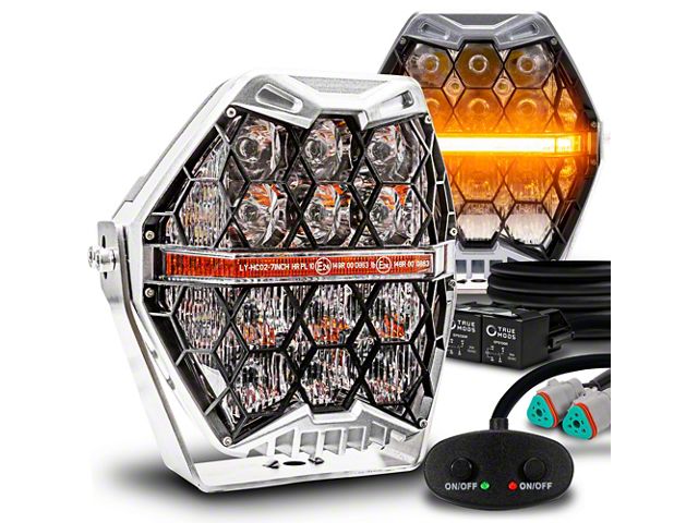 Mod Ranger Universal True Mods Ranger 7-Inch LED Pod Lights with Amber Marker Light; Chrome ...