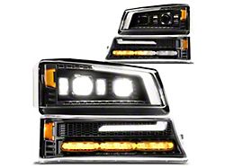True Mods LED Projector Headlights with DRL; Black Housing; Clear Lens (03-06 Silverado 2500 HD)
