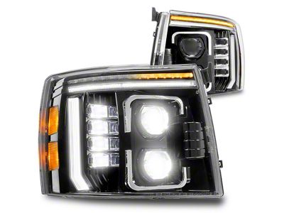 True Mods LED Projector Headlights with DRL; Black Housing; Clear Lens (07-14 Silverado 2500 HD)