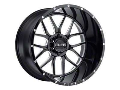 Tuff A.T. T23 Gloss Black with Milled Spokes and Dimples 6-Lug Wheel; 22x14; -76mm Offset (07-13 Silverado 1500)
