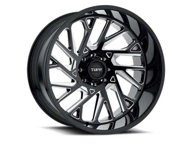 Tuff A.T. T4B Gloss Black with Milled Spokes 6-Lug Wheel; 26x14; -72mm Offset (07-13 Silverado 1500)