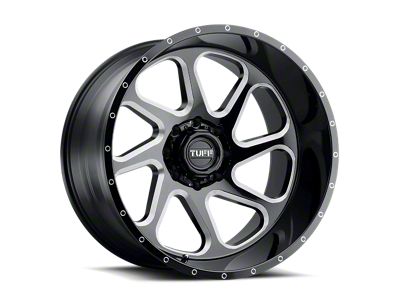 Tuff A.T. T2B Gloss Black with Milled Spokes 6-Lug Wheel; Left Directional; 22x12; -45mm Offset (07-14 Tahoe)