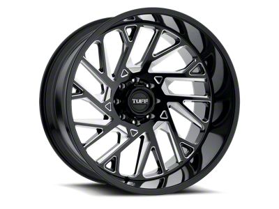 Tuff A.T. T4B Gloss Black with Milled Spokes 8-Lug Wheel; 26x14; -72mm Offset (08-10 F-350 Super Duty SRW)