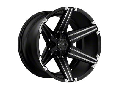 Tuff A.T. T12 Satin Black with Milled Spokes and Brushed Inserts 5-Lug Wheel; 22x10; -25mm Offset (09-18 RAM 1500)