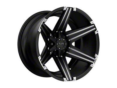 Tuff A.T. T12 Satin Black with Milled Spokes 6-Lug Wheel; 24x11; -45mm Offset (14-18 Sierra 1500)