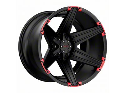 Tuff A.T. T12 Satin Black with Red Inserts 8-Lug Wheel; 22x10; -25mm Offset (17-22 F-250 Super Duty)