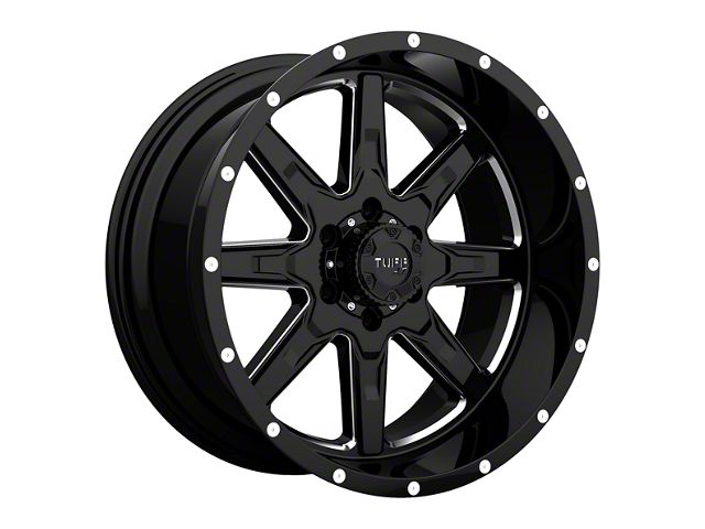 Tuff A.T. T15 Gloss Black Milled 6-Lug Wheel; 18x10; -24mm Offset (99-06 Silverado 1500)