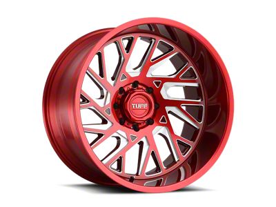 Tuff A.T. T4B Candy Red with Milled Spoke 6-Lug Wheel; Left Directional; 22x12; -45mm Offset (23-24 Canyon)
