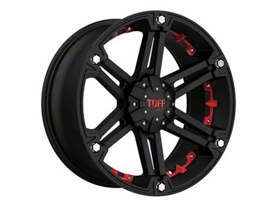 Tuff A.T. T01 Flat Black with Red Inserts 6-Lug Wheel; 18x9; 10mm Offset (23-25 Colorado)