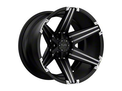 Tuff A.T. T12 Satin Black with Milled Spokes 6-Lug Wheel; 24x11; -45mm Offset (23-25 Colorado)