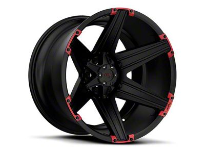 Tuff A.T. T12 Satin Black with Red Inserts 6-Lug Wheel; 22x12; -45mm Offset (23-25 Colorado)