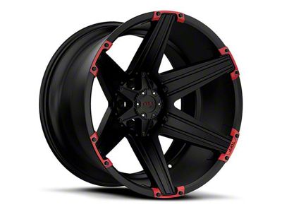 Tuff A.T. T12 Satin Black with Red Inserts 6-Lug Wheel; 22x12; -45mm Offset (23-24 Colorado)