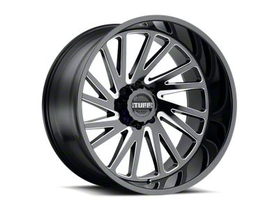 Tuff A.T. T2A Gloss Black with Milled Spokes 6-Lug Wheel; Left Directional; 22x12; -45mm Offset (23-25 Colorado)