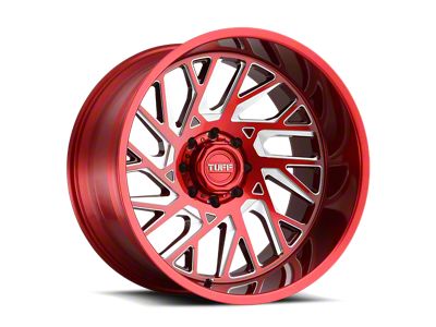 Tuff A.T. T4B Candy Red with Milled Spoke 6-Lug Wheel; 24x14; -72mm Offset (23-25 Colorado)