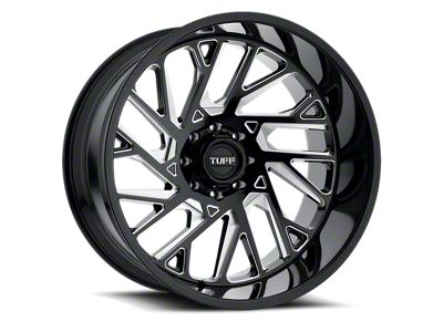 Tuff A.T. T4B Gloss Black with Milled Spokes 6-Lug Wheel; 24x14; -72mm Offset (23-25 Colorado)