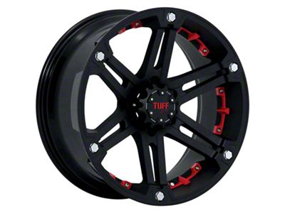 Tuff A.T. T01 Flat Black with Red Inserts 5-Lug Wheel; 17x8; 10mm Offset (05-11 Dakota)