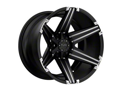 Tuff A.T. T12 Satin Black with Milled Spokes and Brushed Inserts 5-Lug Wheel; 22x10; -25mm Offset (05-11 Dakota)