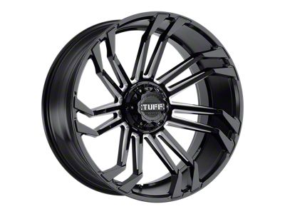 Tuff A.T. T21 Gloss Black with Milled Spokes 6-Lug Wheel; 22x12; -45mm Offset (21-24 F-150)