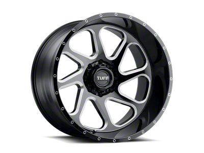 Tuff A.T. T2B Gloss Black with Milled Spokes 8-Lug Wheel; 26x14; -72mm Offset (23-25 F-250 Super Duty)