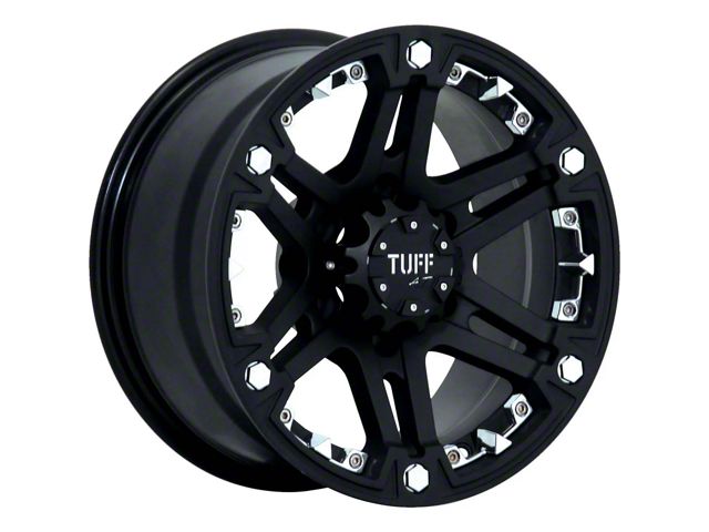 Tuff A.T. T01 Flat Black with Chrome Inserts 6-Lug Wheel; 20x9; -13mm Offset (19-24 RAM 1500)