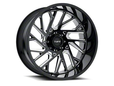 Tuff A.T. T4B Gloss Black with Milled Spokes 8-Lug Wheel; 20x12; -45mm Offset (07-10 Sierra 2500 HD)