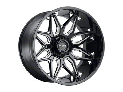 Tuff A.T. T3B Gloss Black Milled 8-Lug Wheel; 20x12; -45mm Offset (20-24 Silverado 3500 HD SRW)