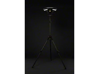 Tuff Stuff Overland 9.75-Inch Freestanding Halo Solar Light with Bluetooth Speaker; Black