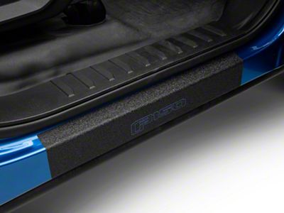 Front Door Sill Protection with F-150 Logo; TUF-LINER Black; Black and Blue (15-25 F-150)