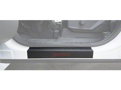 Front Door Sill Protection with F-150 Logo; TUF-LINER Black; Black and Red (15-25 F-150)