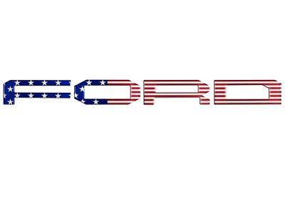 Front Grille Letter Overlays; American Flag Edition (17-20 F-150 Raptor)