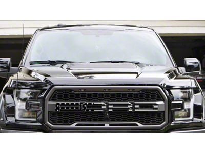 Front Grille Letter Overlays; Black/Silver American Flag (17-20 F-150 Raptor)