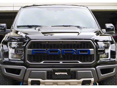 Front Grille Letter Overlays; Lightning Blue (17-20 F-150 Raptor)