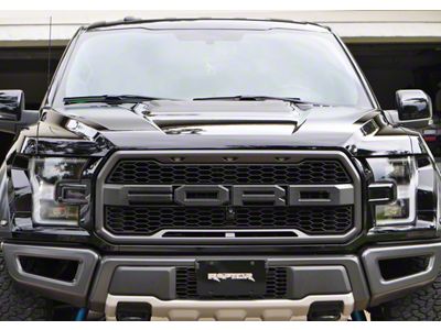 Front Grille Letter Overlays; Raw Carbon Fiber (17-20 F-150 Raptor)