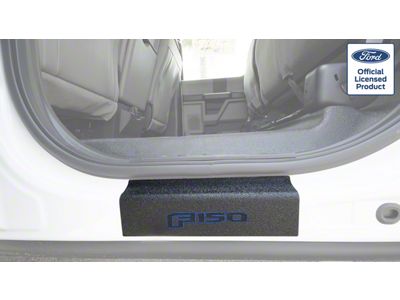 Rear Door Sill Protection with F-150 Logo; TUF-LINER Black; Black and Blue (15-24 F-150 SuperCrew)