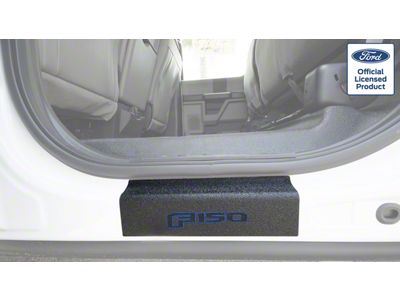 Rear Door Sill Protection with F-150 Logo; TUF-LINER Black; Black and Blue (15-25 F-150 SuperCrew)